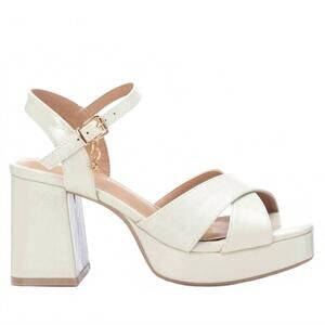 NEW XTI women's heeled platform sandal in ice